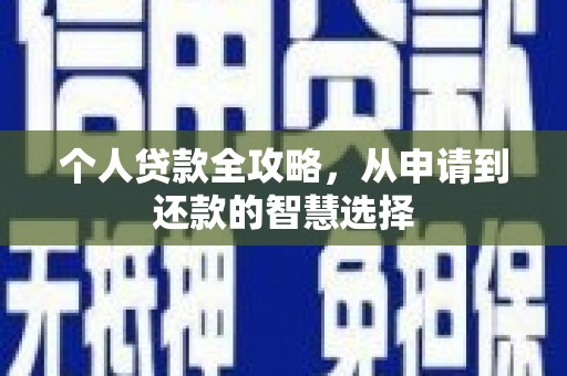 新会个人贷款全攻略，从申请到还款的智慧选择