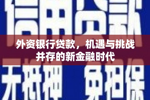 新会外资银行贷款，机遇与挑战并存的新金融时代