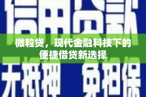 新会微粒贷，现代金融科技下的便捷借贷新选择