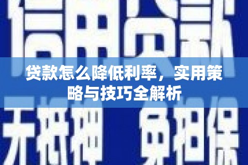 新会贷款怎么降低利率，实用策略与技巧全解析