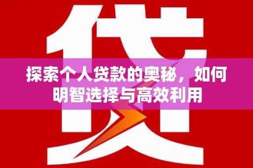 新会探索个人贷款的奥秘，如何明智选择与高效利用