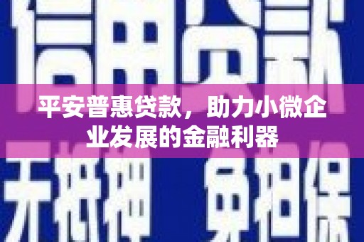 新会平安普惠贷款，助力小微企业发展的金融利器