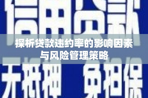 新会探析贷款违约率的影响因素与风险管理策略