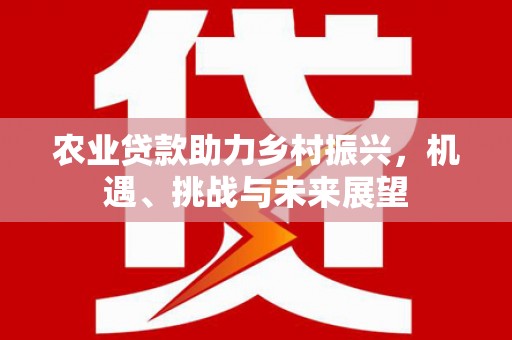 新会农业贷款助力乡村振兴，机遇、挑战与未来展望