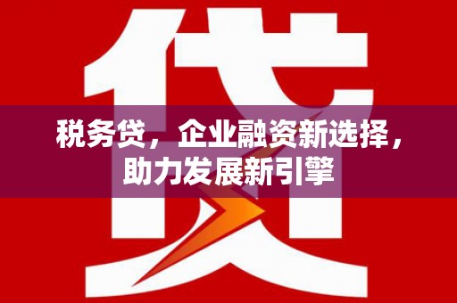 新会税务贷，企业融资新选择，助力发展新引擎